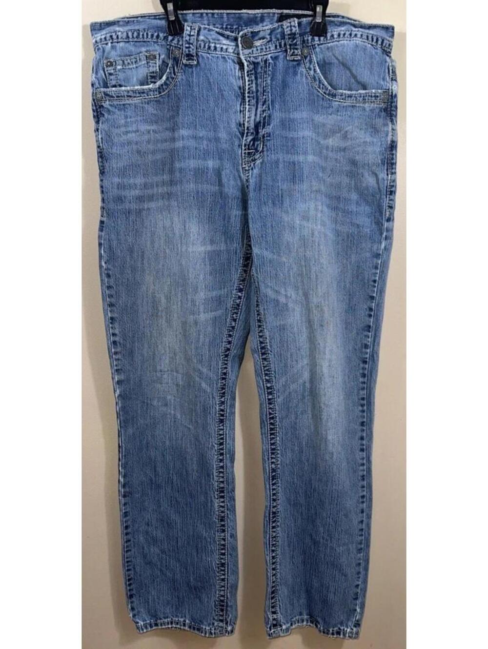 Axel Mens Jeans Relaxed Straight Treadwell Size 36x34 Cotton Blue